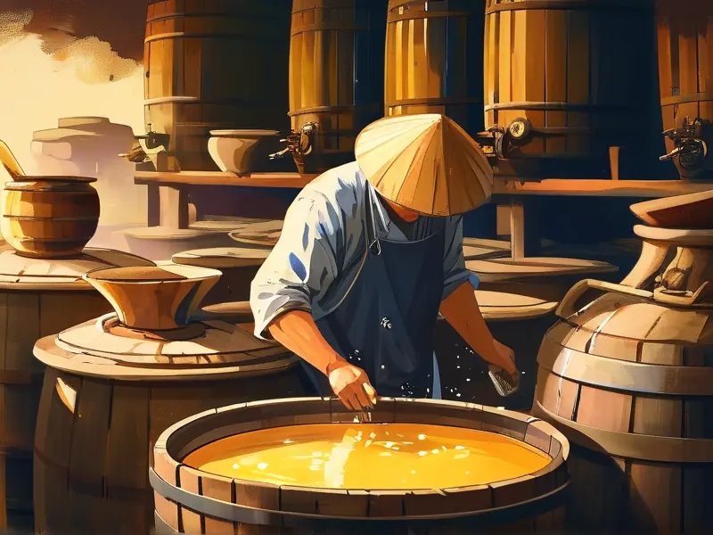 传统黄酒酿造过程展示