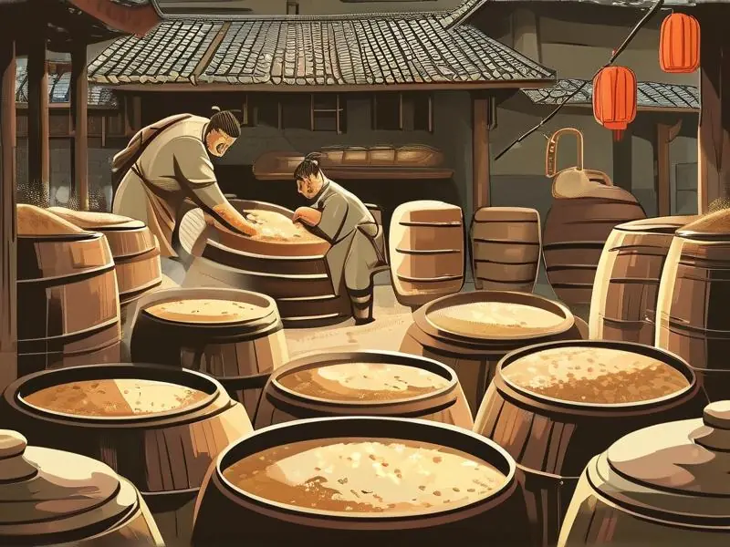 传统黄酒酿造工艺流程示意图