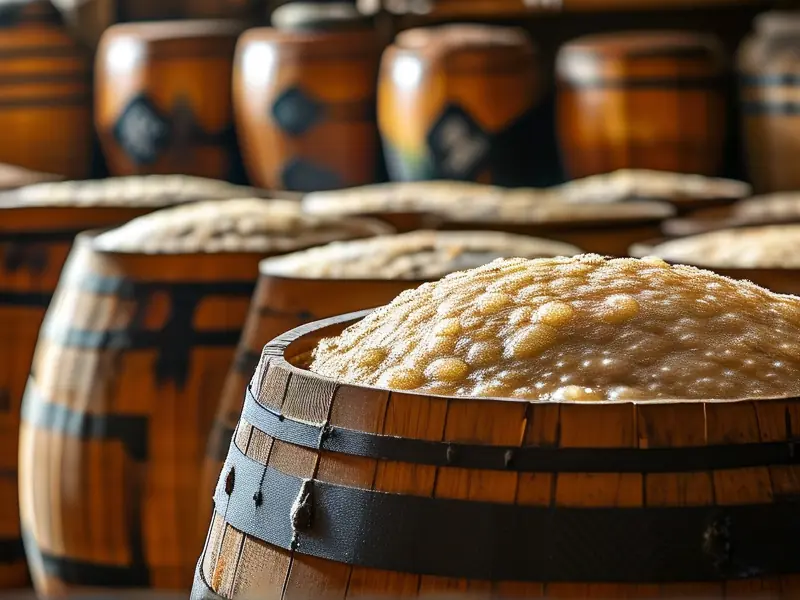 传统黄酒发酵过程实景图