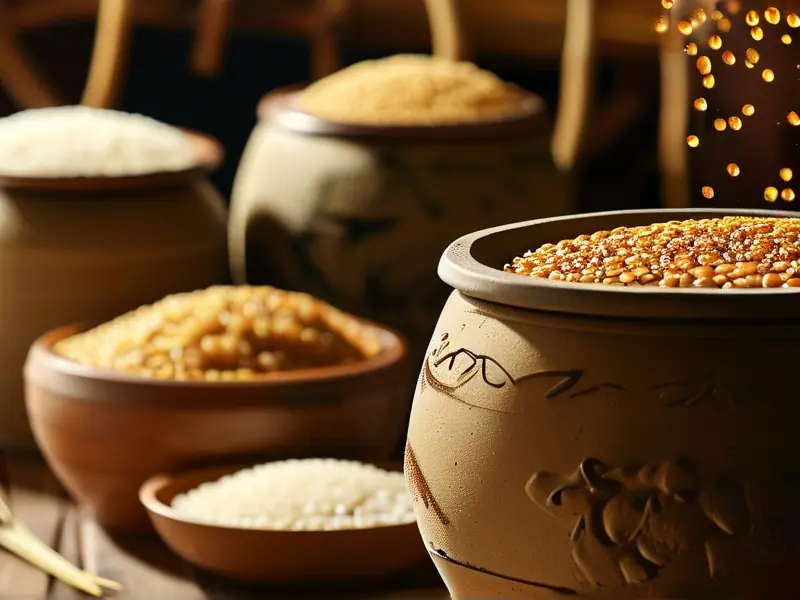 传统黄酒原料与发酵过程实拍图