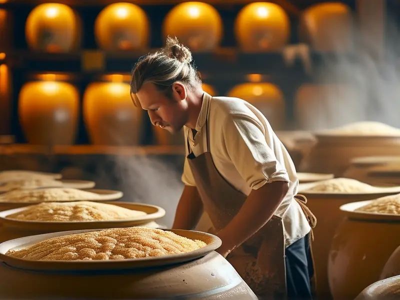 传统黄酒酿造过程实拍