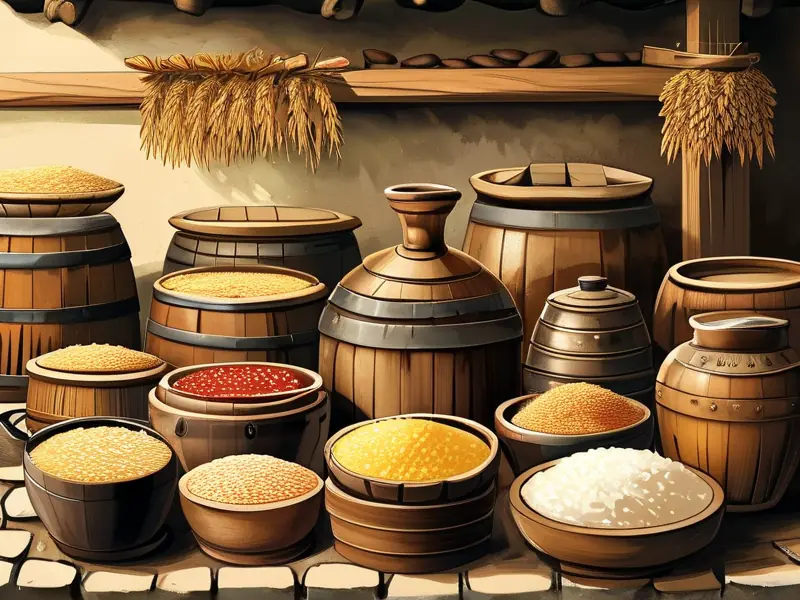 传统黄酒酿造原料与工具展示