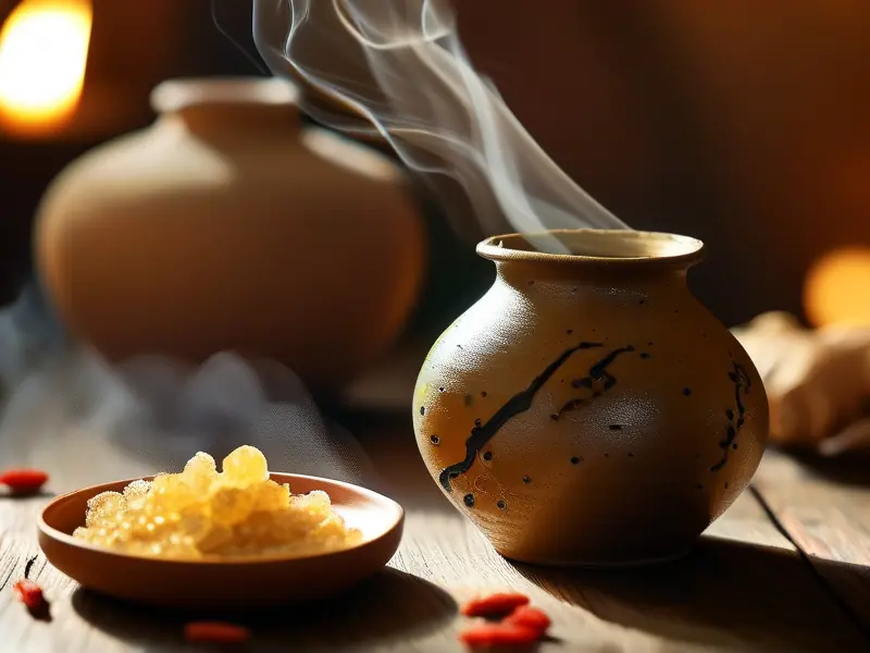 传统黄酒煮红糖制作过程特写