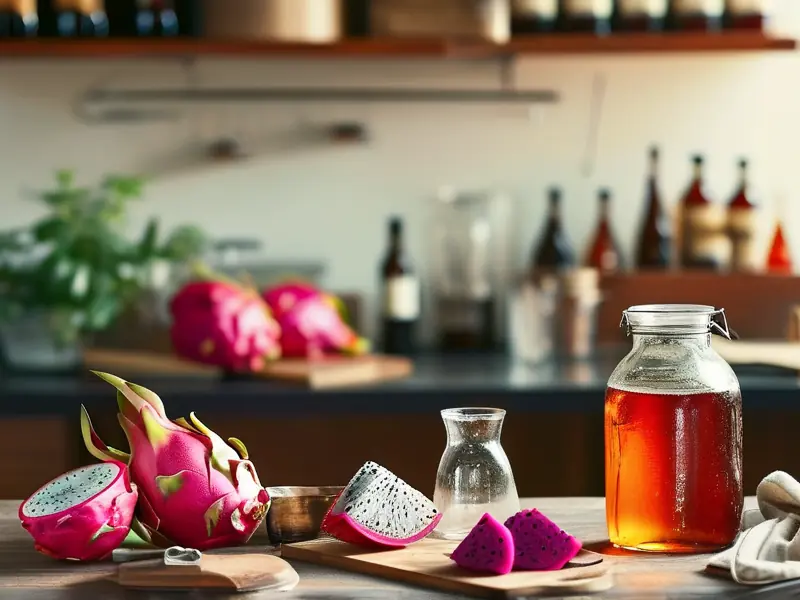 专业酿酒师演示火龙果酒制作过程