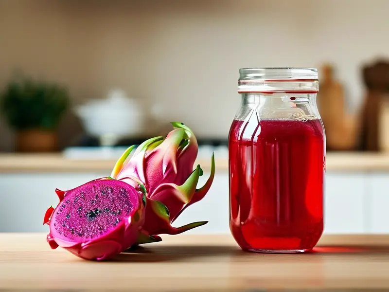 家庭自制火龙果发酵酒原料与器具展示