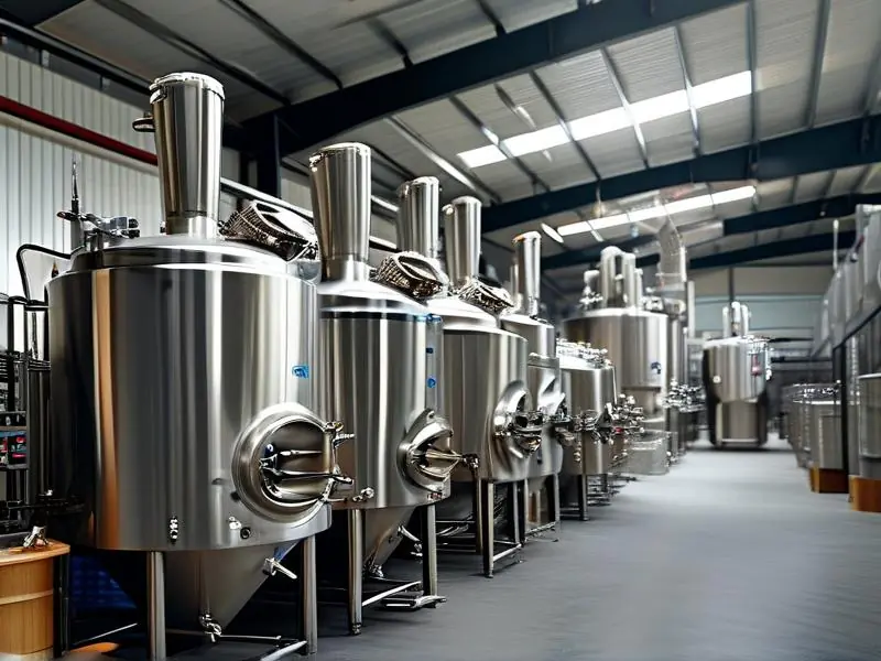 吉林酿酒设备供应商展示车间内不锈钢酿酒设备