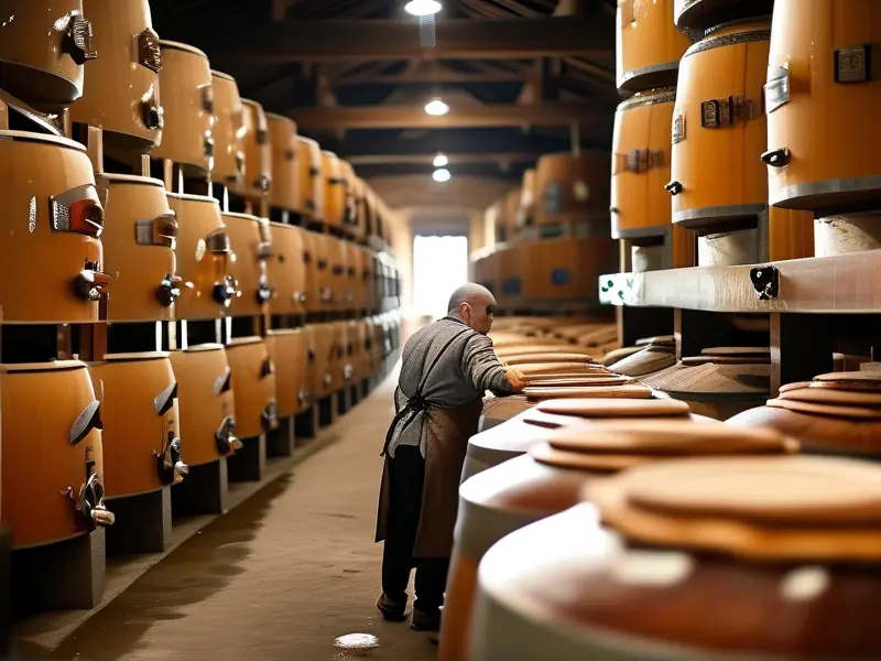 酿酒师检查酱酒发酵情况