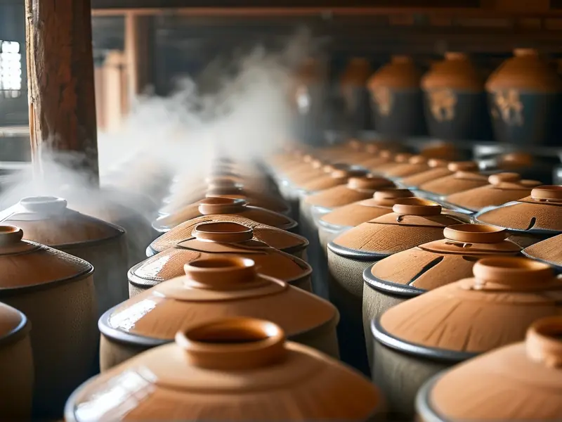 酱酒传统酿造工艺中的发酵与蒸馏过程实景