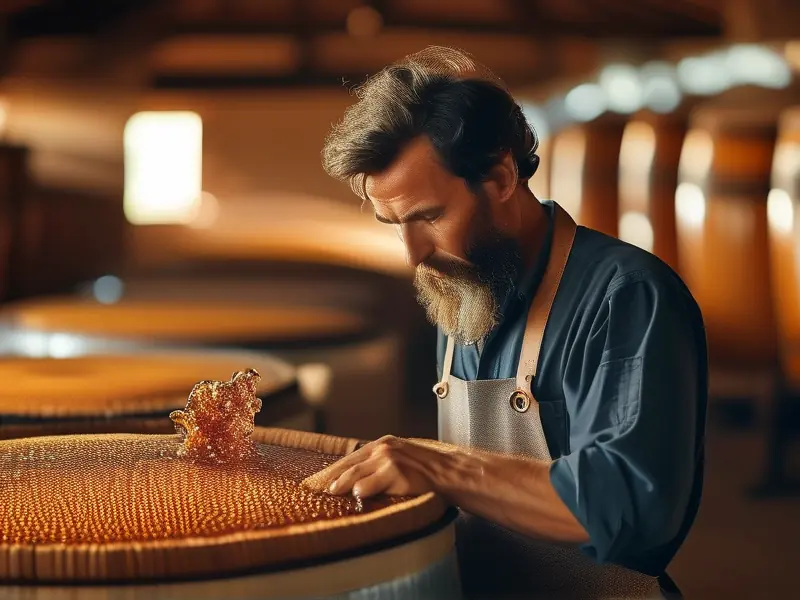 酿酒师检查酱香型白酒发酵过程