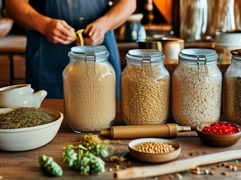 家庭啤酒酿制设备与原料展示