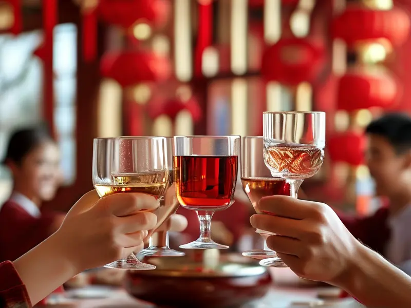 学子举杯庆祝进学的欢乐场景
