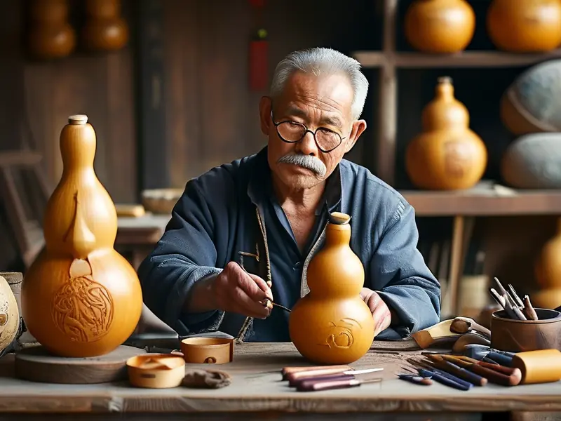 老匠人手工制作酒葫芦的过程