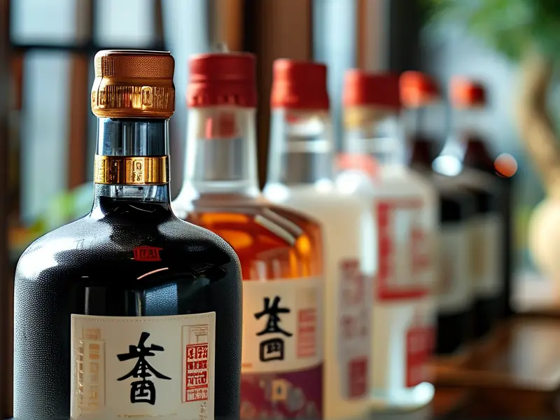 白酒瓶身执行标准编号特写展示