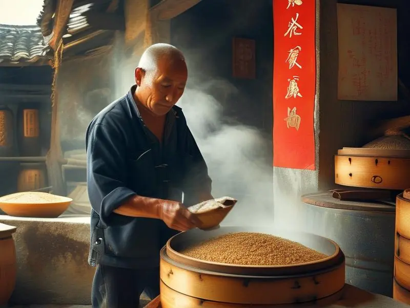 传统粮食酿酒场景与酒是粮食酿顺口溜展示