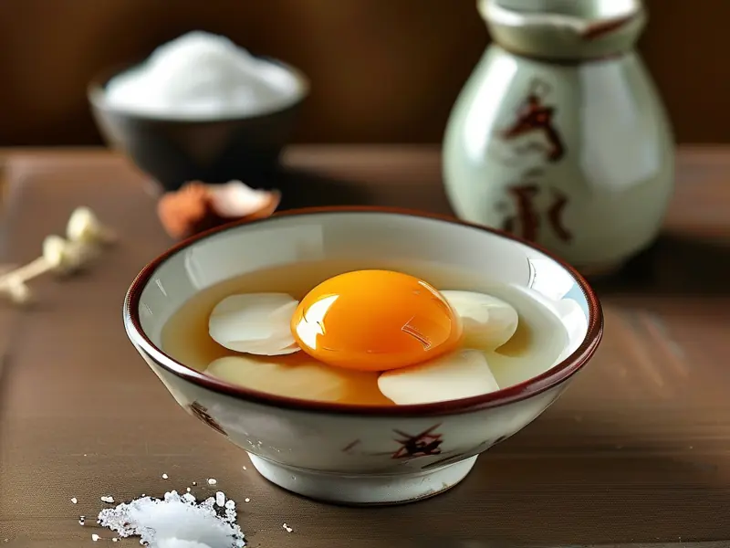 腌制好的酒咸鸡蛋特写