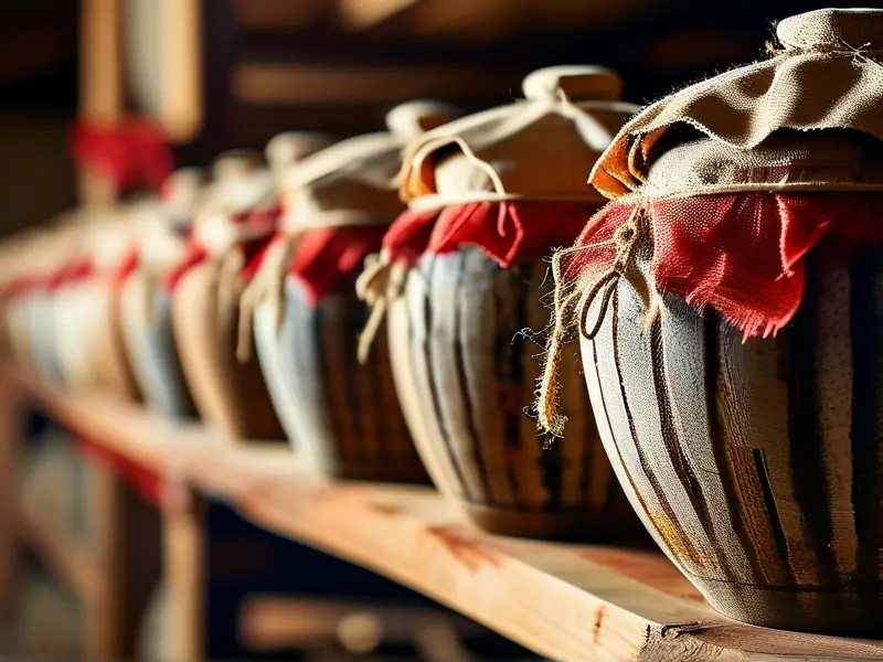 传统麻绳红布密封酒罐实拍图