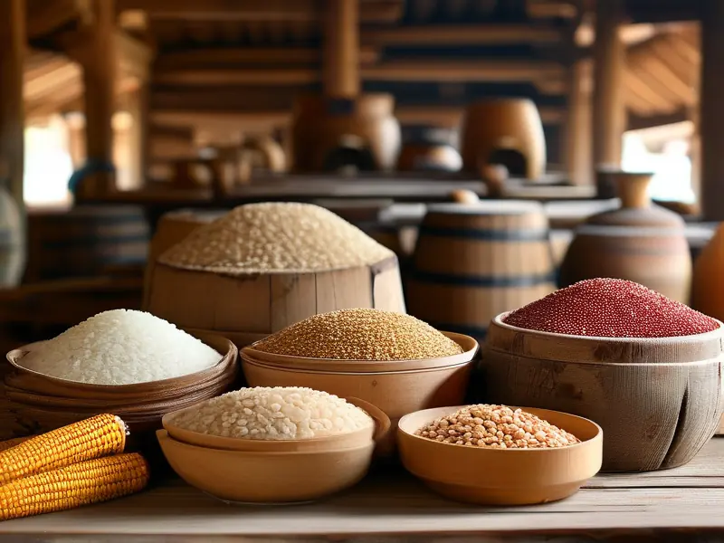 酒鬼酒酿造原料:高粱、大米、糯米、小麦和玉米
