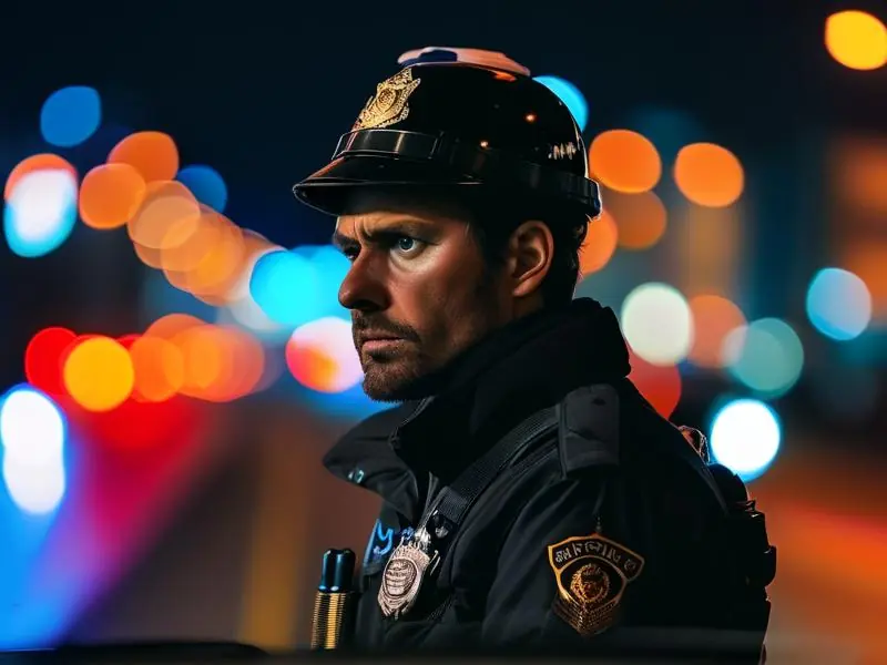 交警对司机进行酒精测试