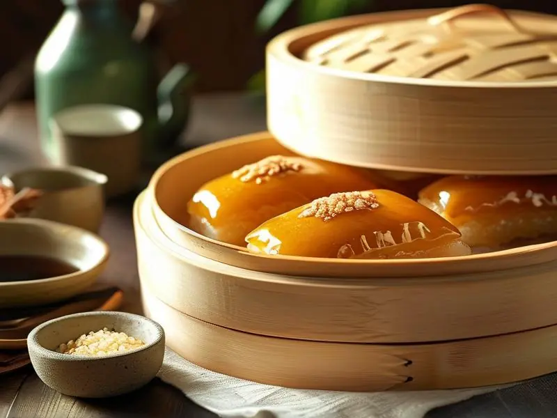 传统工艺制作的酒米油糕成品展示