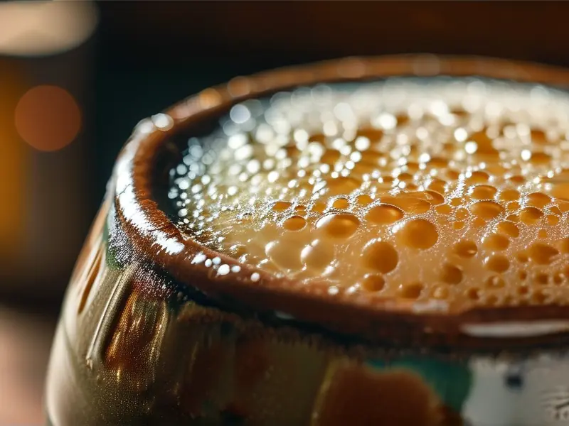 酒酿发酵中期状态实拍图