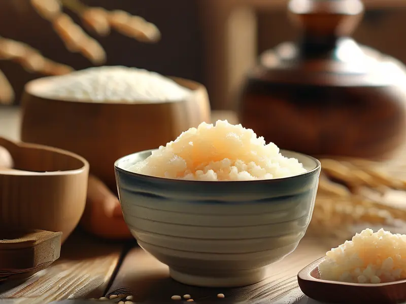 自制酒酿成品展示及原料工具