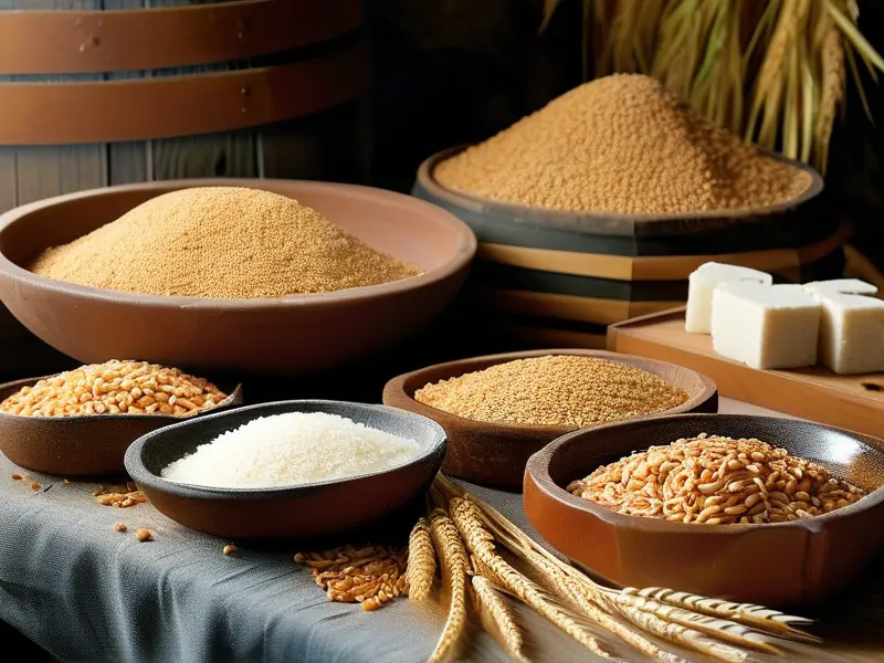 传统酒曲制作原料与工艺展示