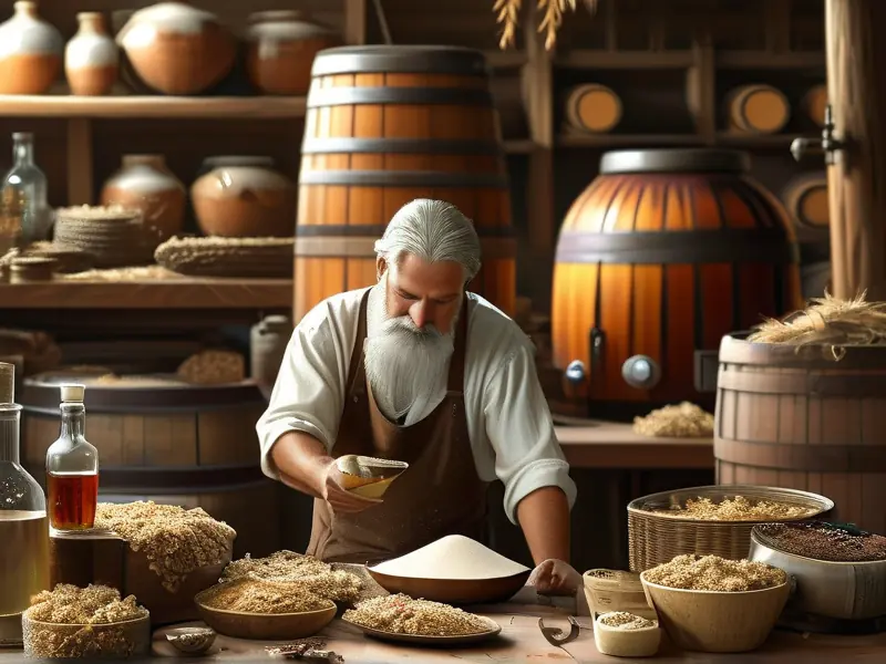 酿酒师展示酒曲制作过程