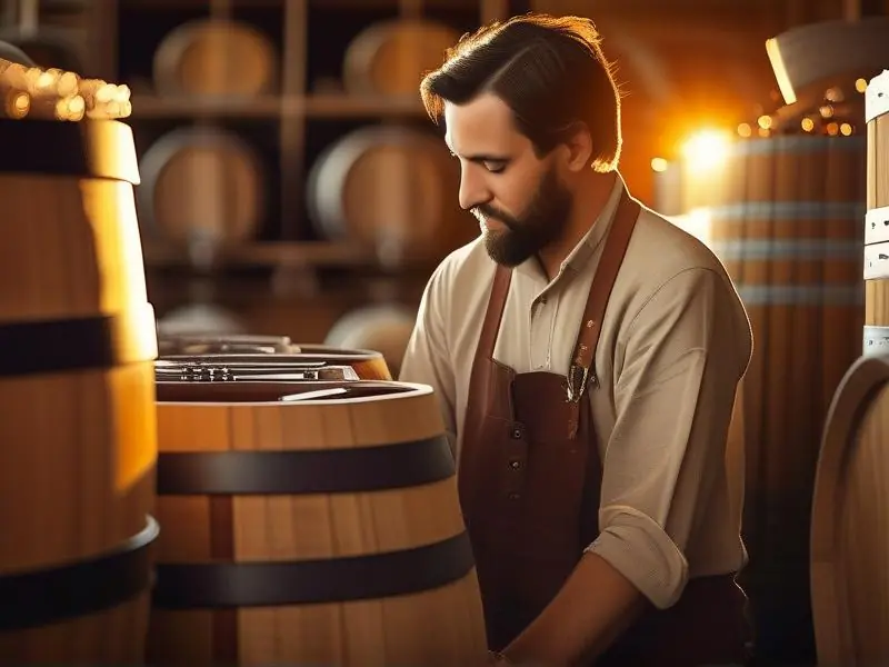 专业酿酒师检查烤酒发酵过程