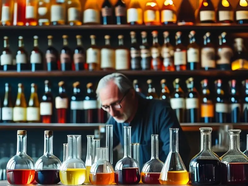 酿酒师在实验室进行快速改酒方法演示