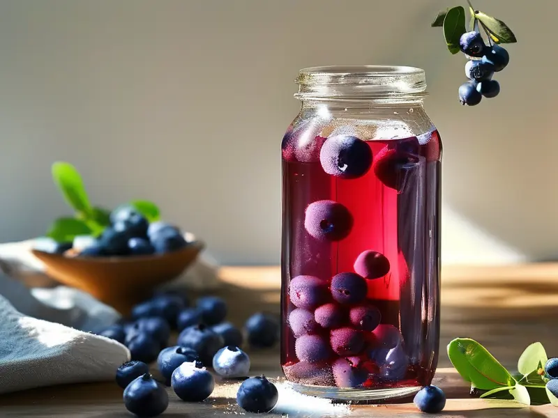 家庭自制蓝莓泡酒原料与浸泡过程实拍图
