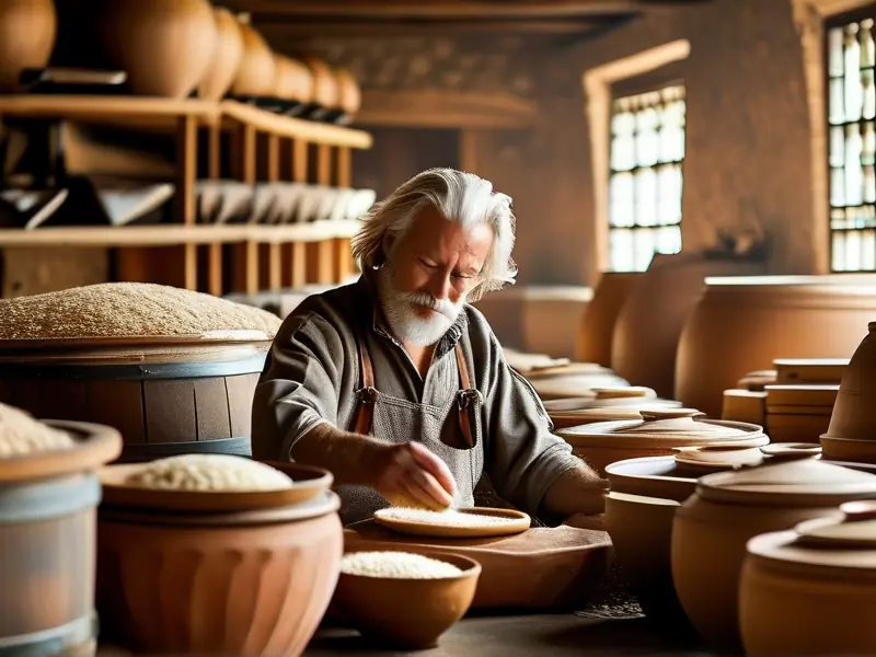 酿酒师演示老米酒传统制作工艺