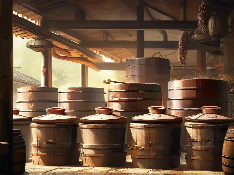 老五甑工艺白酒传统酿造过程实景