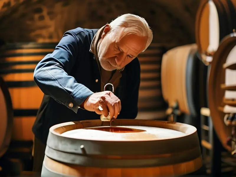 酿酒师勾兑老酒与新酒