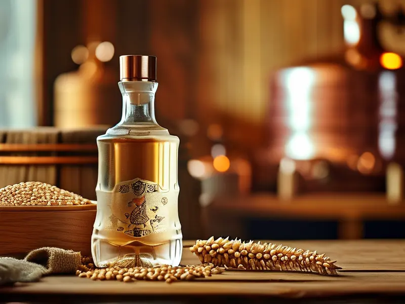 纯粮酿造白酒与原料展示图