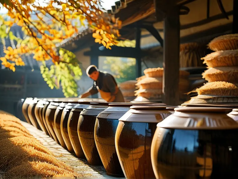 粮食酒传统发酵场景与季节选择示意图