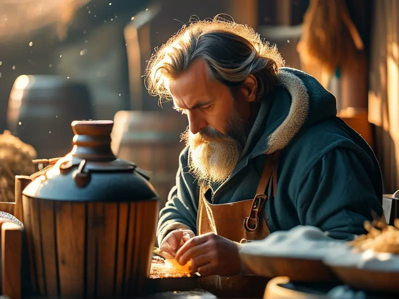 酿酒师在冬日酿造零拷冬酿酒
