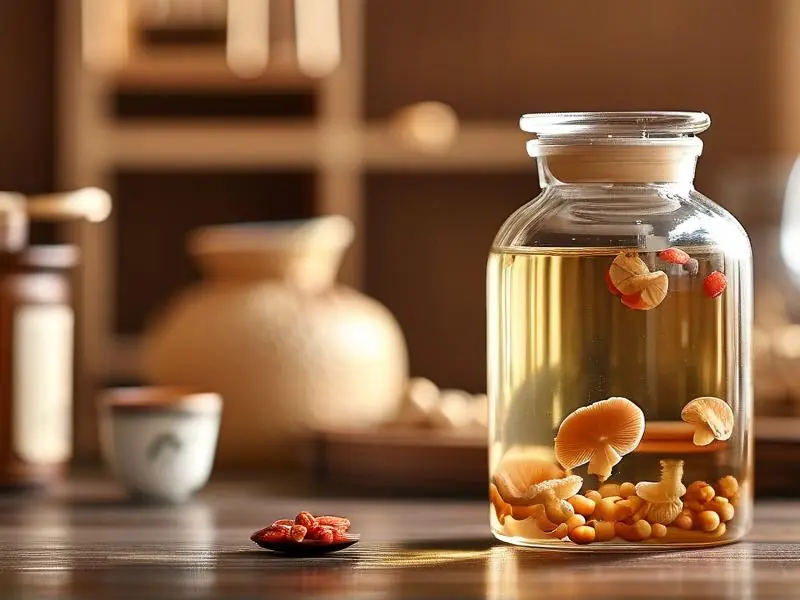 家庭自制灵芝菌泡酒实物展示图