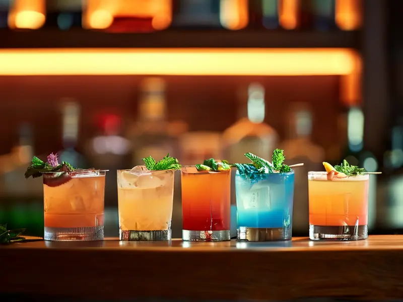 六大基酒调制的六款经典鸡尾酒展示