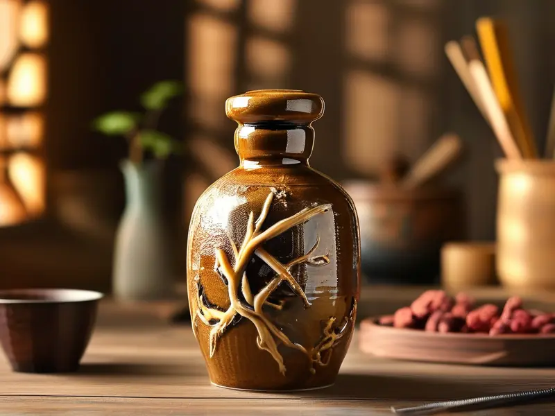 传统鹿筋泡酒成品展示与制作工具