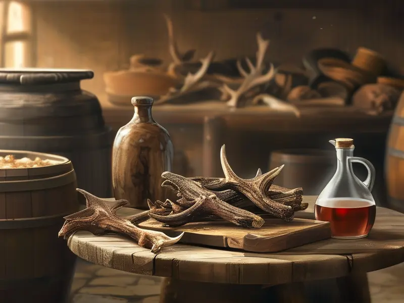 酿酒师处理鹿茸准备泡酒
