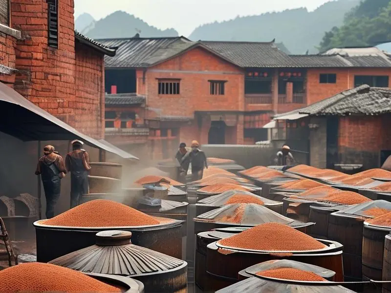 茅台镇酒厂传统酿酒工艺现场