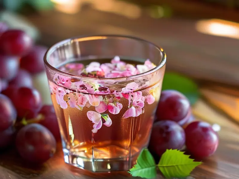 玫瑰香酿葡萄酒成品展示与制作原料