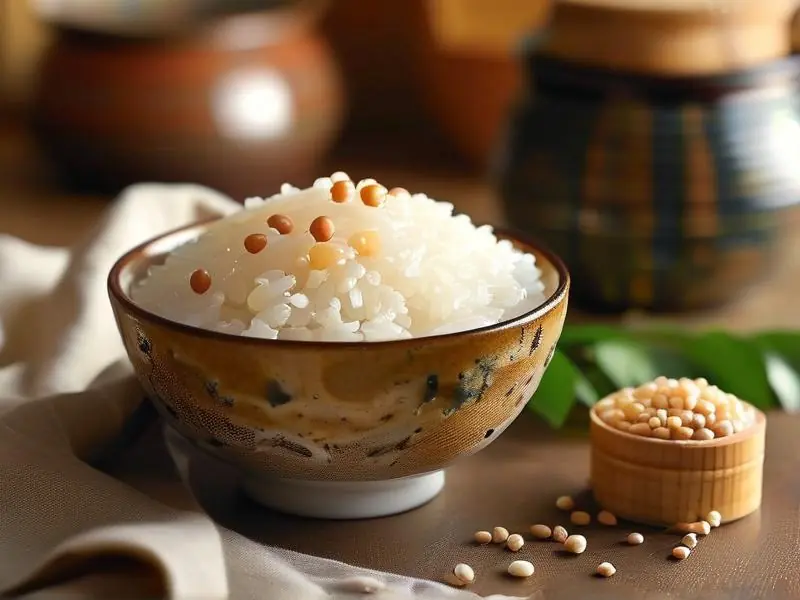 自制米酒成品与原料展示