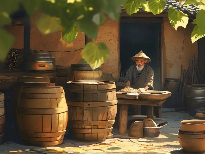 民间土法酿酒实景图