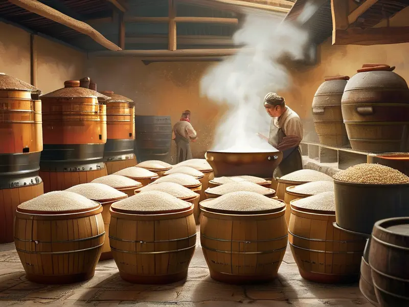 米香型白酒传统酿造工艺现场展示图