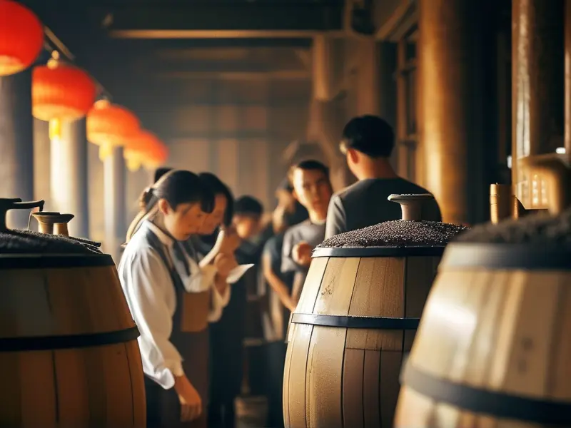 学员在酿酒车间学习白酒酿造技术