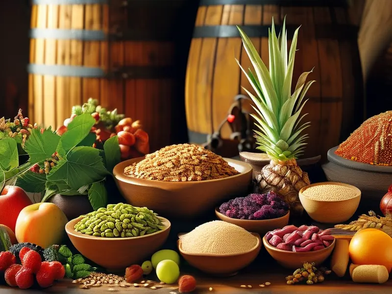 多种可用于酿酒的原料展示