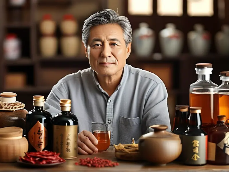 男士在家中泡制养生酒
