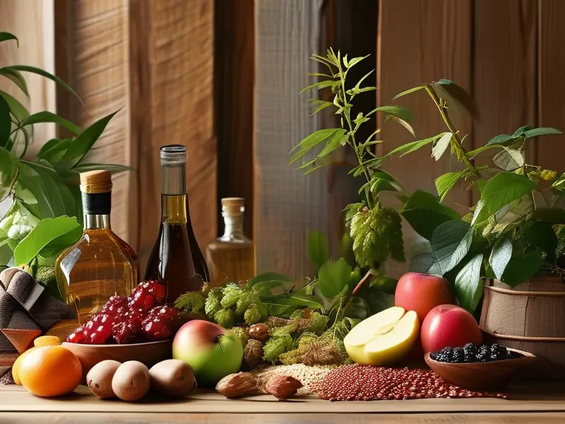 各种酿酒原料展示