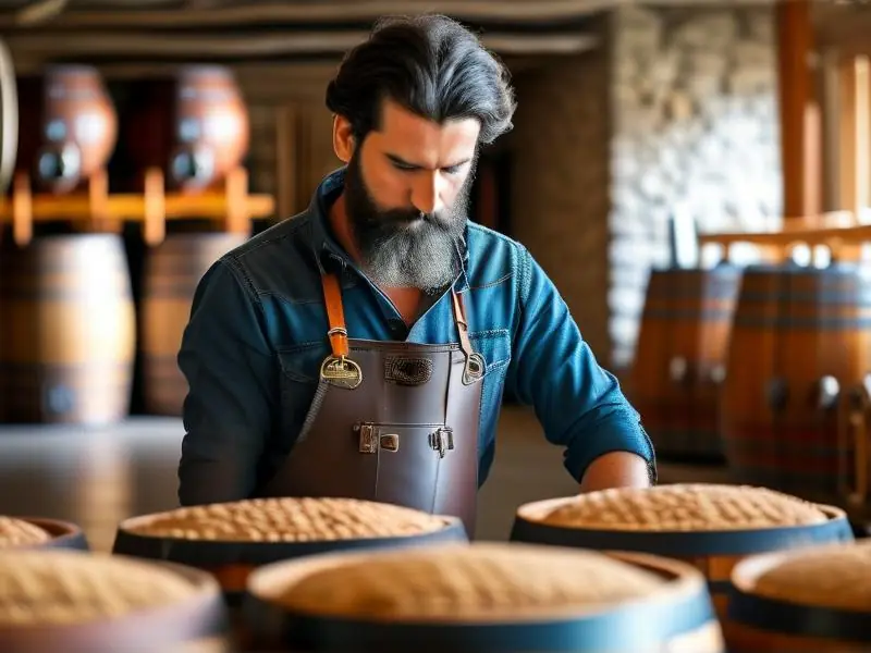 酿酒师检查白酒发酵过程